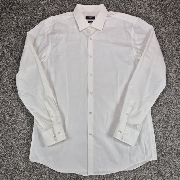 Hugo Boss Other - Hugo Boss Dress Shirt Mens 17 White Jenno Slim Fit Easy Iron